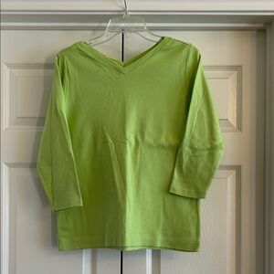 Talbots Green V-Neck Quarter Length Sleeve Top